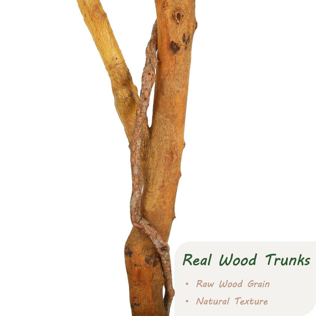 7ft Faux Ficus Tree with Real Wood Trunk, 84in Fake Ficus Tree with Lifelike Leaves, Ficus Tree Artificial Bedroom