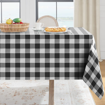 Gingham Tablecloth Rectangle, Black and White, 60 x 84 Inch