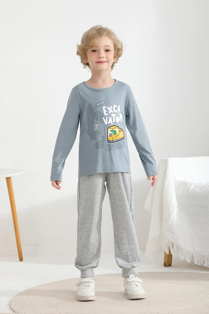 4 Pack Toddler Boys Long Sleeve Shirts Baby Tees Shirts Cotton Tops