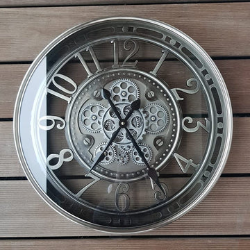 21" Moving Gear Wall Clocks Decor, Gunmetal