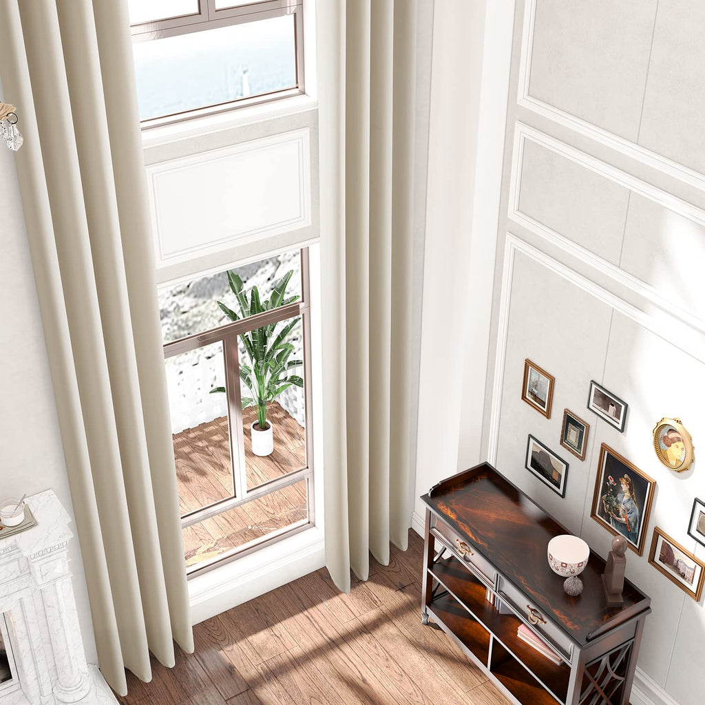Blackout Extra Long Curtains, 95% Room Darkening Draperies for High Ceiling, Soft Textured Thermal Insualted Blackout