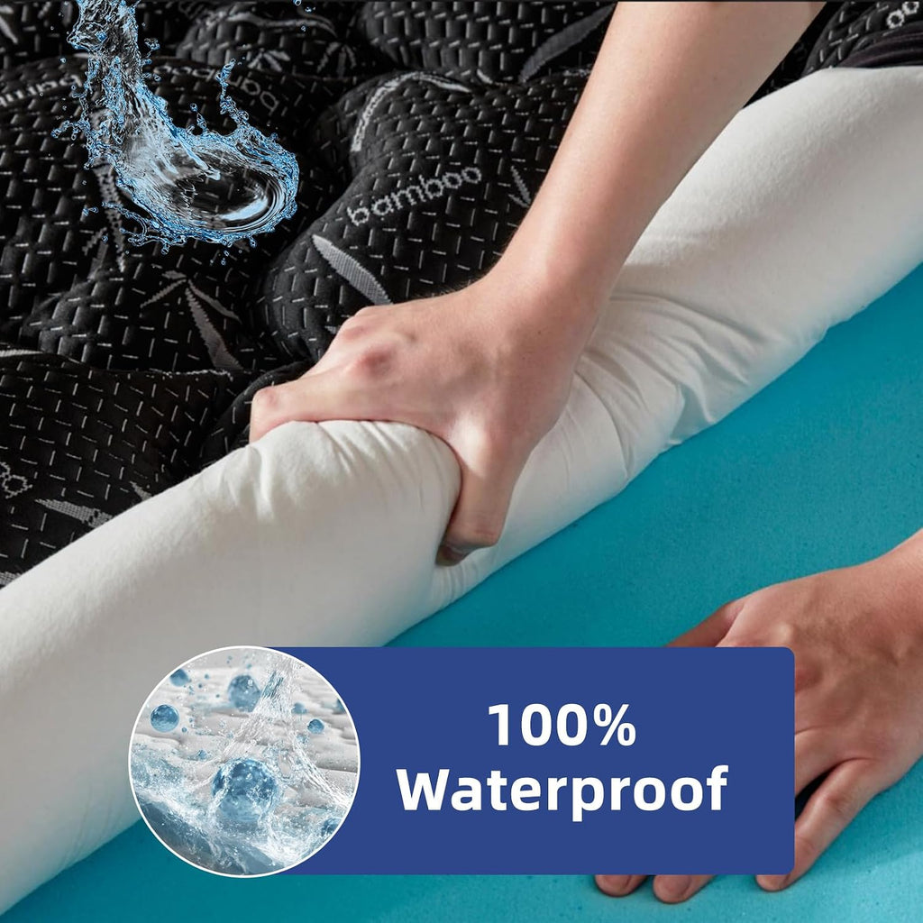 Queen Size 4 Inch Mattress Topper - 2-in-1 Dual Layer Design (2" Gel Memory Foam + 2" Plush Pillow Top) - 100%