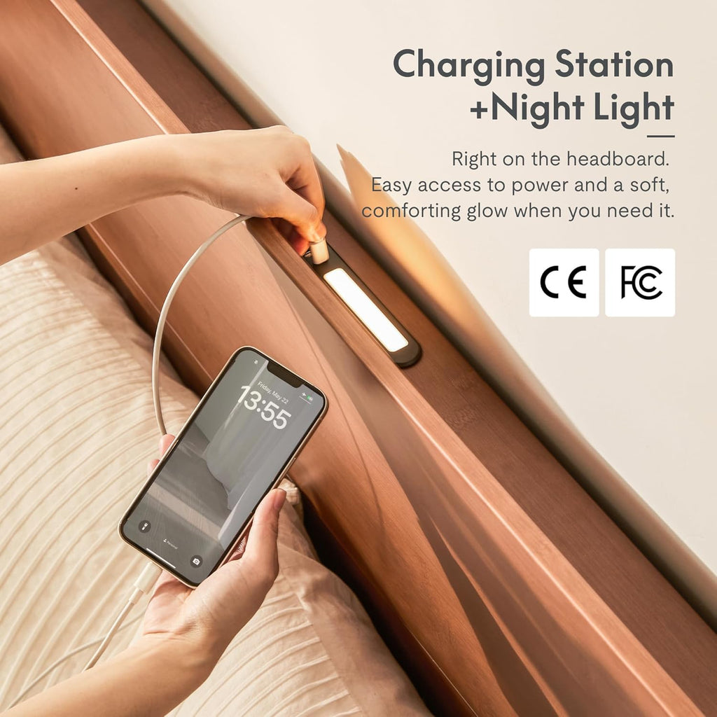 Hako G4 Bamboo Bed Frame with Japanese Joinery, Queen Bed Frame with Storage Headboard, Charging Station, SGS