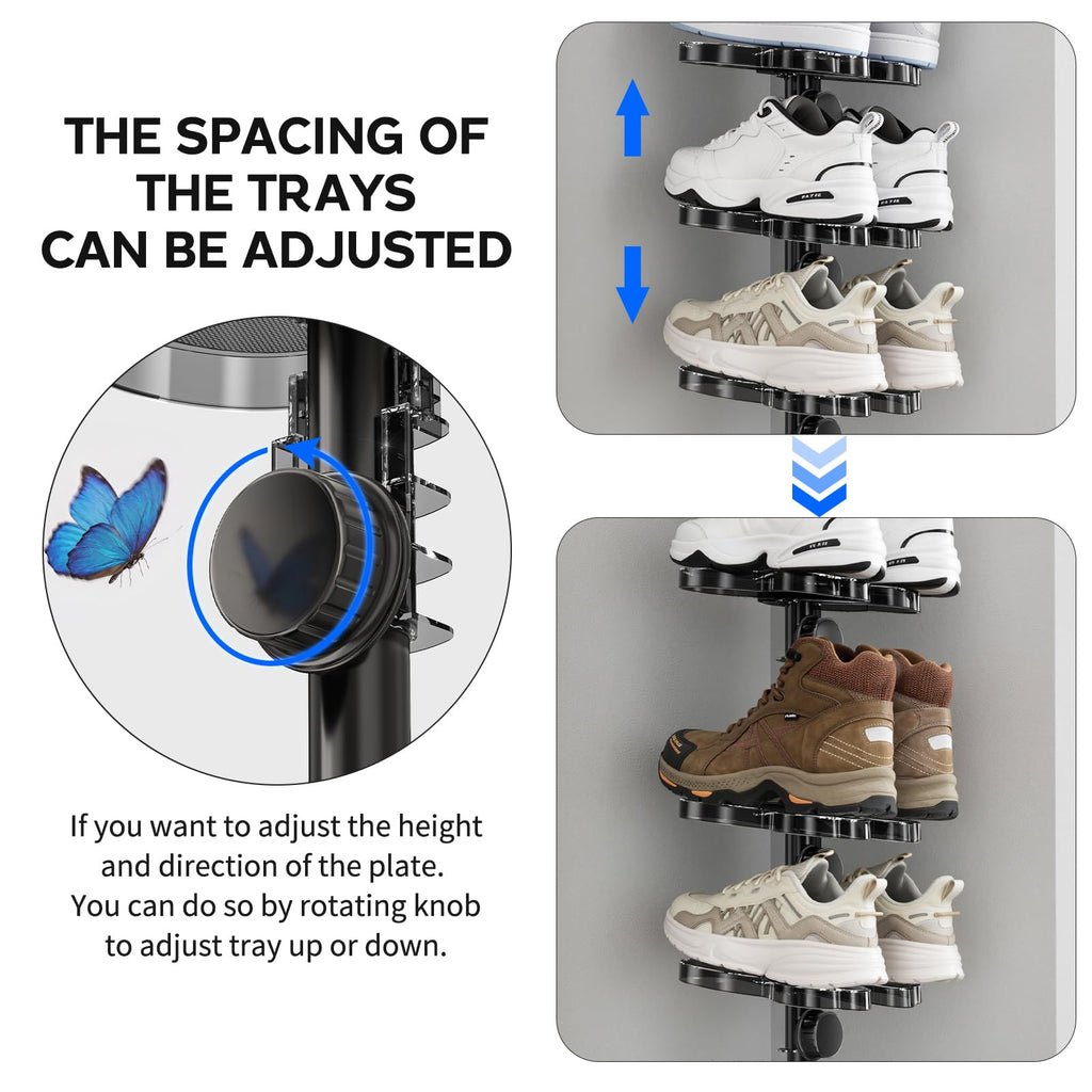 Floor to Ceiling Shoe Organizer, Adjustable Vertical Shoe Rack for Closet