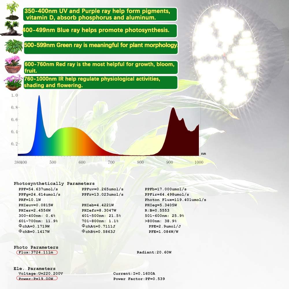 LED Grow Light Bulb for Indoor Plants Full Spectrum Pure White Grow Lamp, 2 Pack 100W E26 LED Plant Bulb