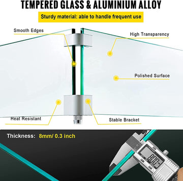 35.5"x15.5"x6" Fire Pit Glass Wind Guard, Tempered Glass Firepit Table Shield, Thick and Sturdy, with Hard Aluminum