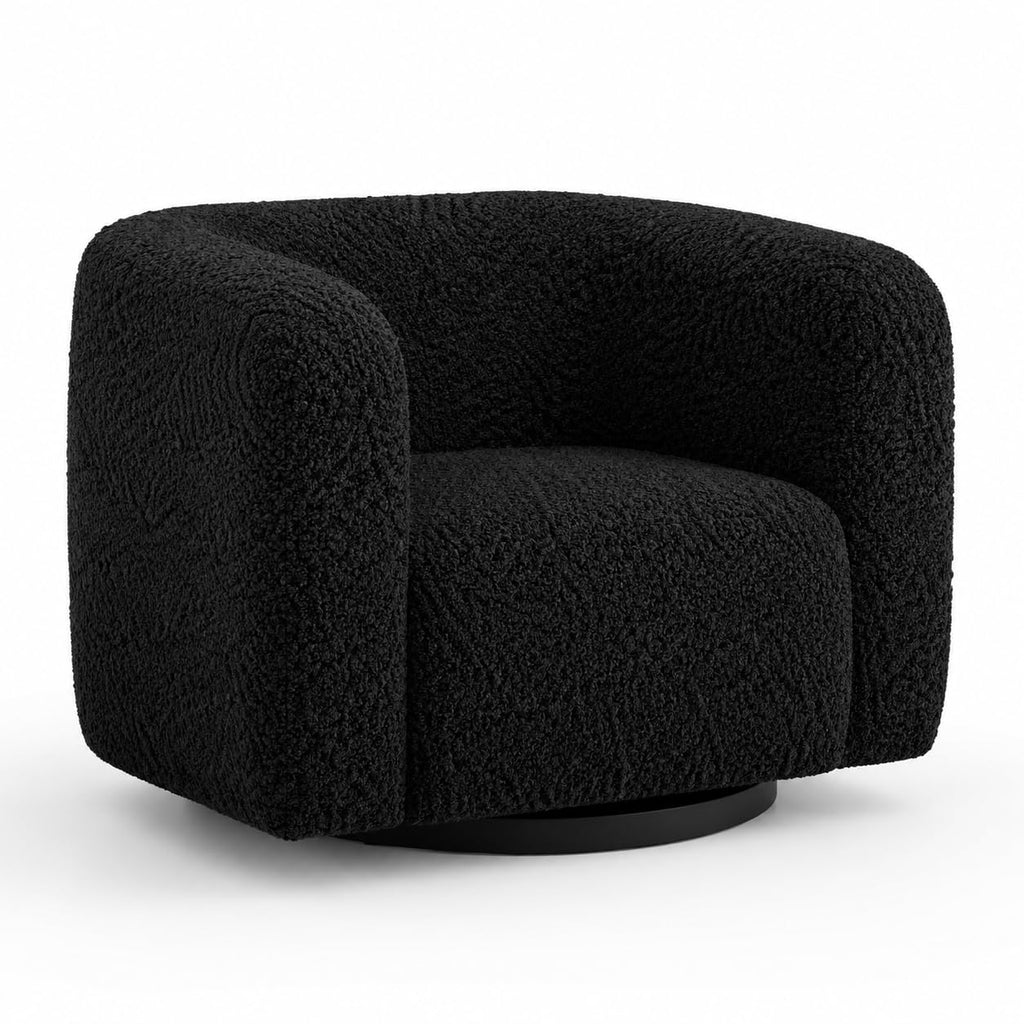 55" Wide Boucle Upholstery Plush Chenille Fabric Black Color By the Yard