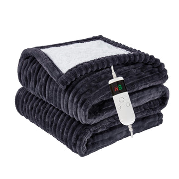 Heated Blanket Electric, Soft Flannel Heating Blanket with 8 Hours Auto Off 10 Fast Heating Levels Machine