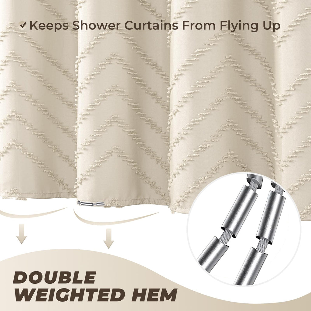 Beige Boho Fabric Shower Curtain 54 x 78 Inches