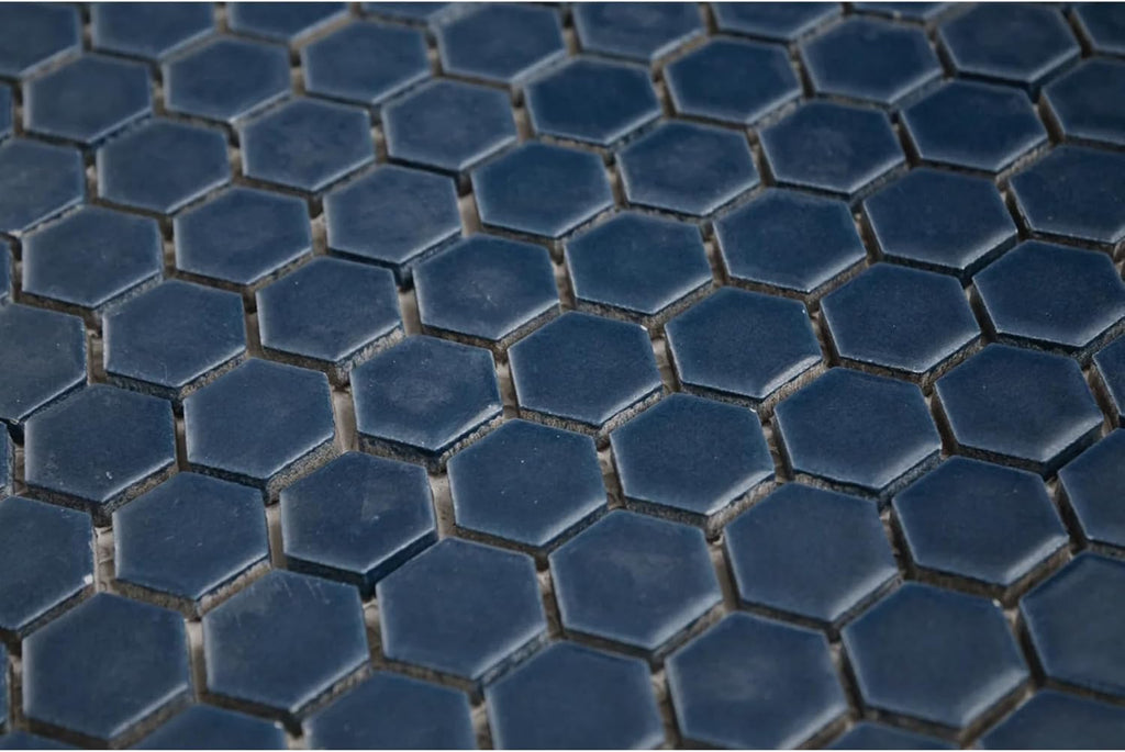 1" Hexagon Porcelain Mosaic Tile Matte Finish Navy Blue Color Wall and Floor Tile , Shower, and Backsplash (5 Sheets)