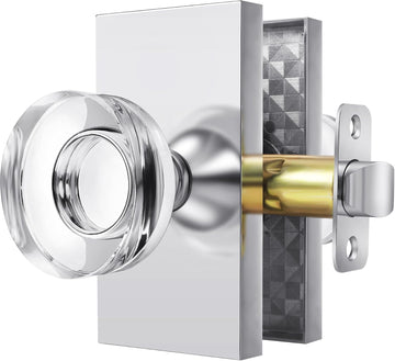 Polished Chrome Crystal Passage Door Knob, Zinc Alloy, 1 Pack