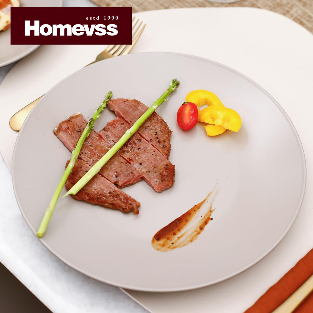 Stoneware Two-Tone Colors Life 12pc Dinner Set, Outside Shiny Black + Inside Matte Light Beige