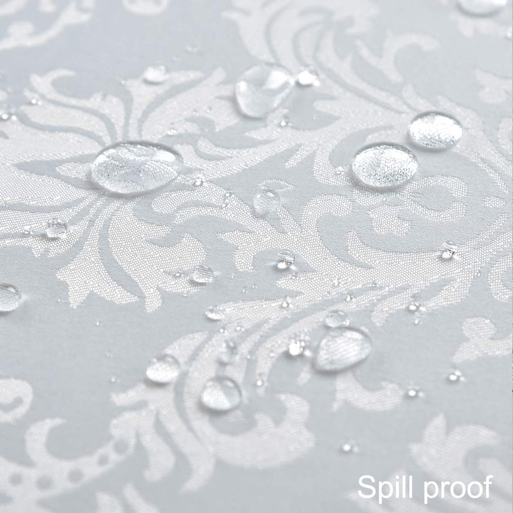 White Jacquard Damask Rectangle Tablecloth, 60 x 84 Inch