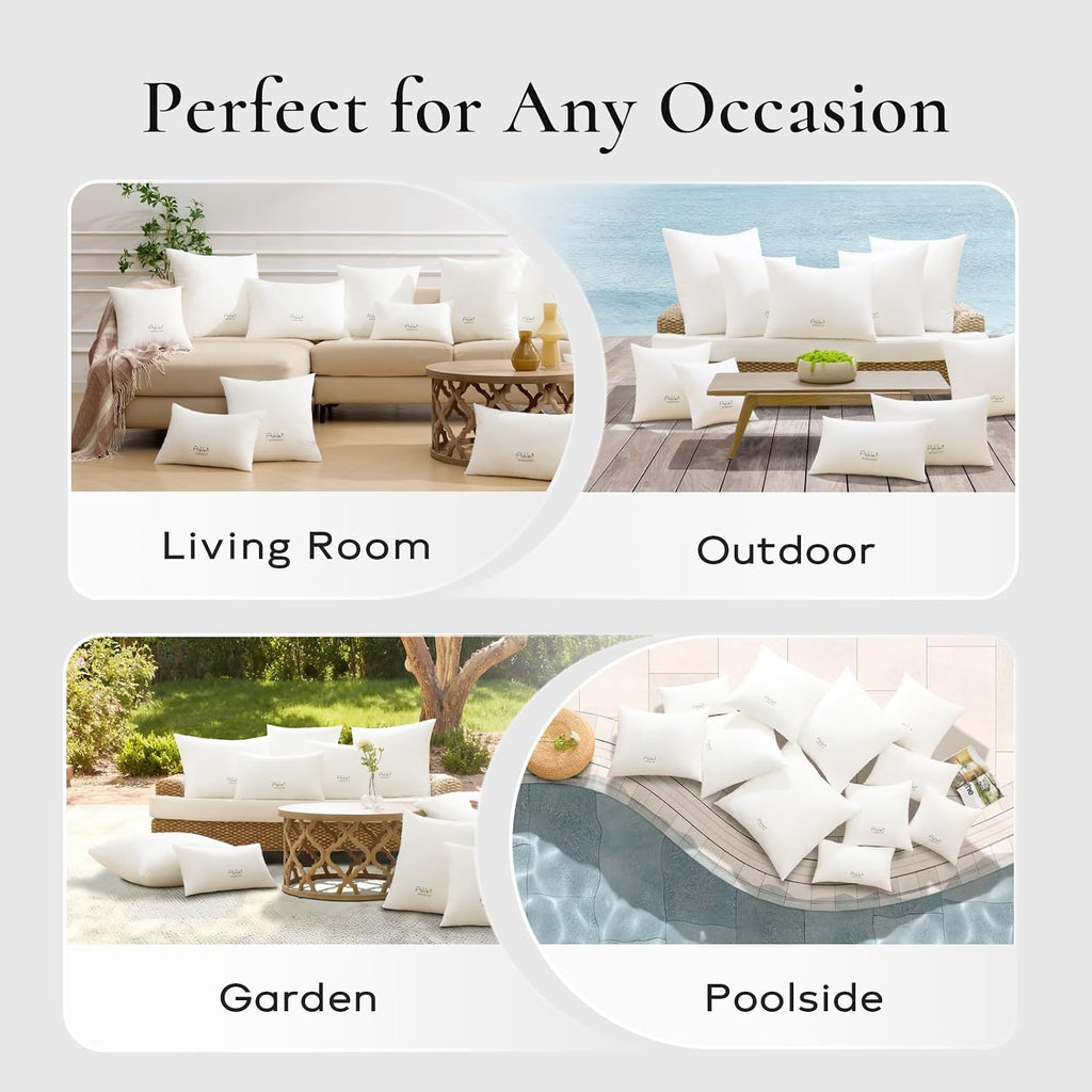 Ashler Outdoor Lumbar Pillows, 12x20 Pillow Inserts - Set of 2