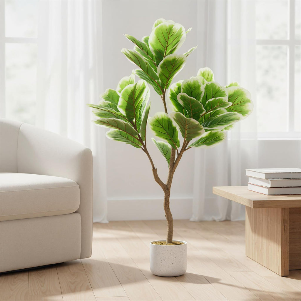 3.3FT Artificial Fiddle Leaf Fig Tree with Pot, Evergreen Tall Fake Plants, Large Potted Fake Fig Trees Floor Plants