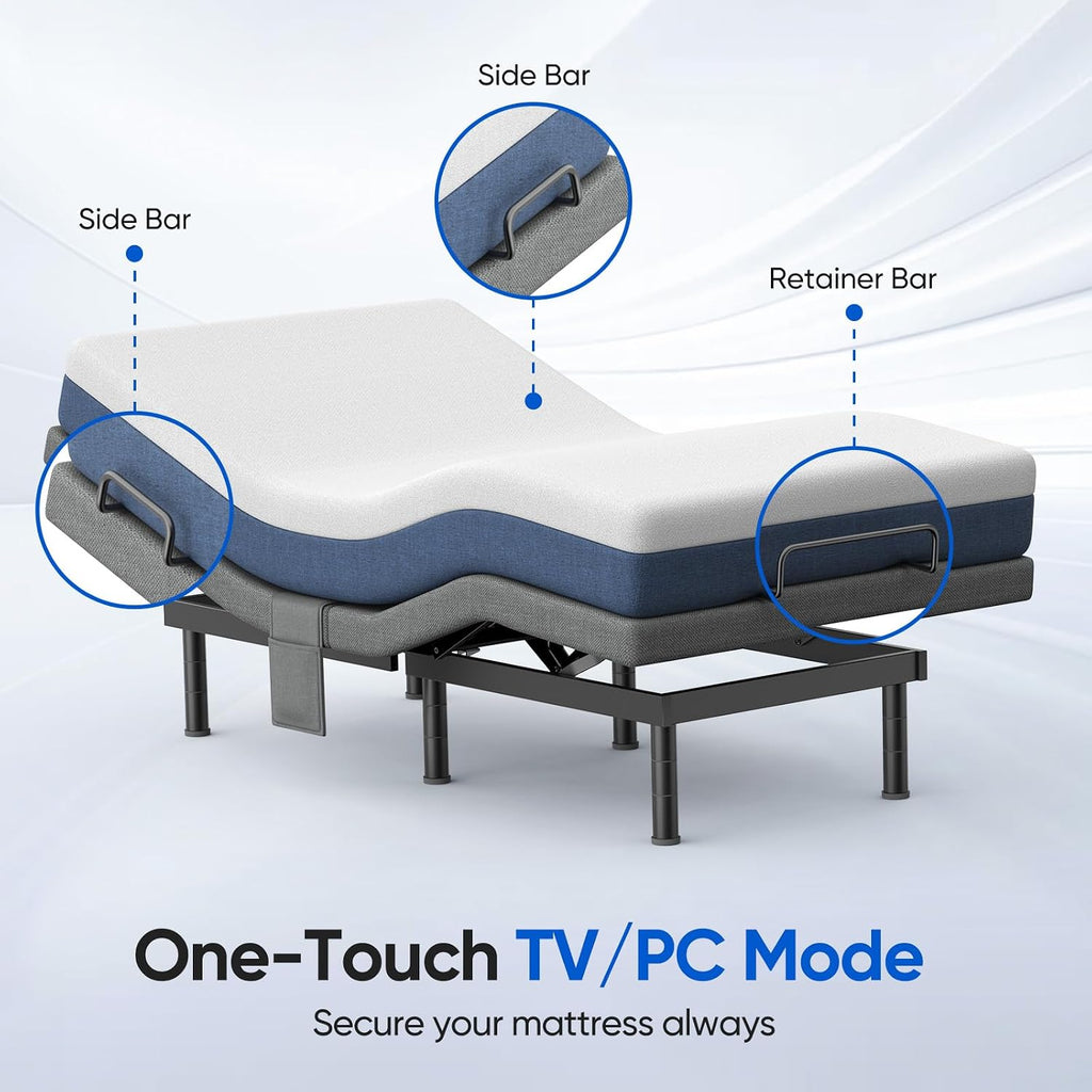 Adjustable Bed Frame Split King with Massage, Electric Bed Base Frame with Adjustable Legs, USB Ports, Wireless - Set of 2