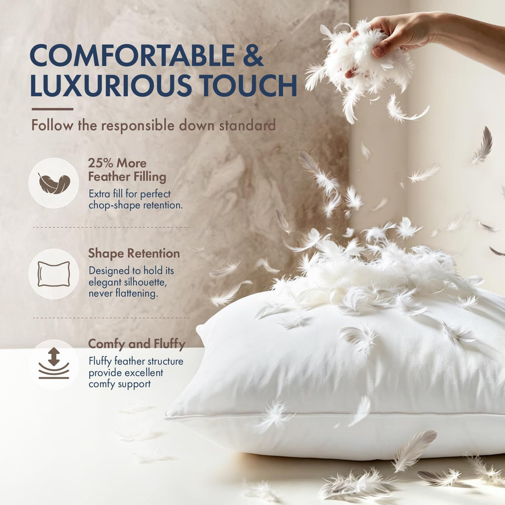 18x18 Feather Down Pillow Inserts Fluffy for Chop Look - Set of 2