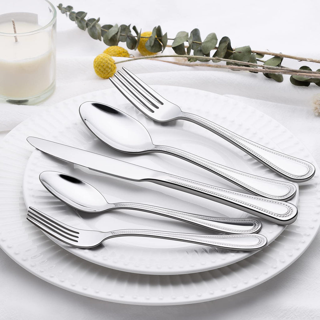60-Piece Silverware Set for 12, Stainless Steel Flatware, Mirror Polished Cutlery Set, Utensils Include Spoons