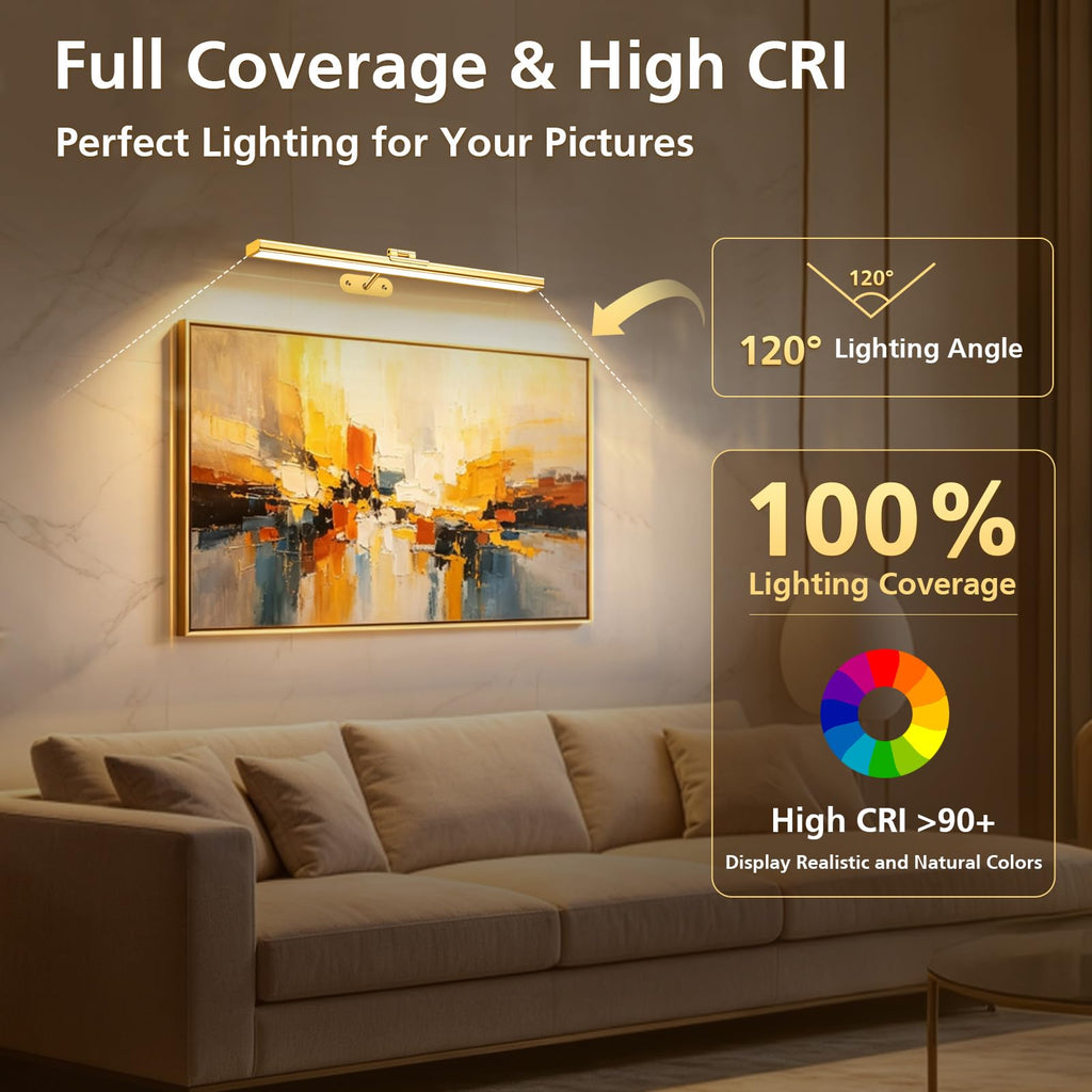 Picture Lights for Wall, 16inch Rechargeable Art Light with Remote, 2Pack