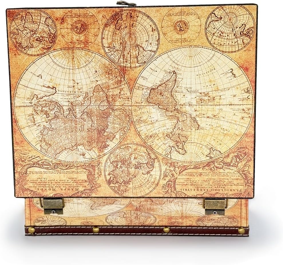 Vintage Wooden Storage Box - Treasure Chest Themed Gift, Keepsake Box for Trinkets, Jewelry, Mementos - Global Decor