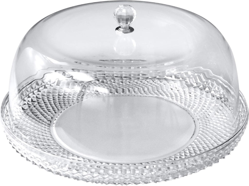 Kate - 12-Inch Acrylic Cake Plate with Dome, Plastic Cake Stand with Cover, Serving Platter with Lid, BPA-Free