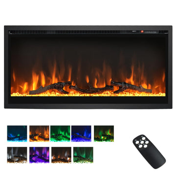 Electric Fireplace Insert 36" - Wall Mount & Recessed