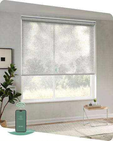 Motorized Blinds App Control, Linen Beige, | Automatic Roller Shades App Control Home Office, Electric Blinds for