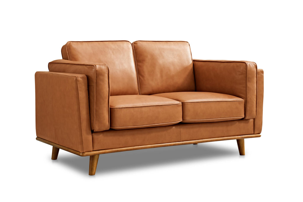 Artisan Full Leather Loveseat Sofa 66" - Pure Full Italian Nappa Leather Couch, Solid Wood Accent, Ultimate Comfort