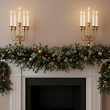 2Pcs Gold Candelabras Centerpieces for Tables, 11.8" Candlestick Holder for Taper Candles, 5 Arm Brass Candelabra