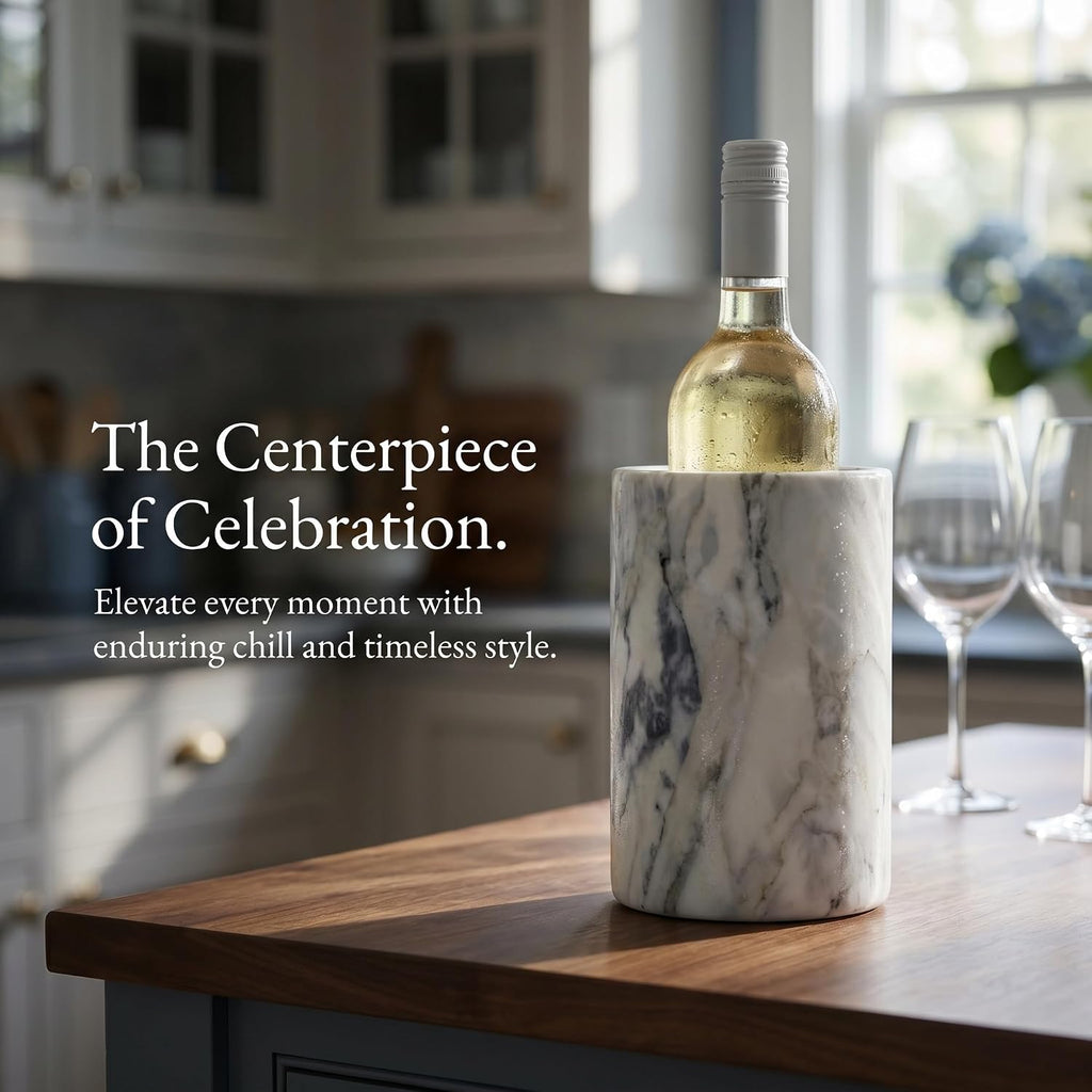 Birnava Marble Wine Chiller Bucket, Wine & Champagne Cooler for Party