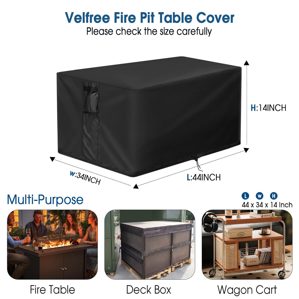 Outdoor Fire Pit Cover Rectangular Waterproof-44x34x14in