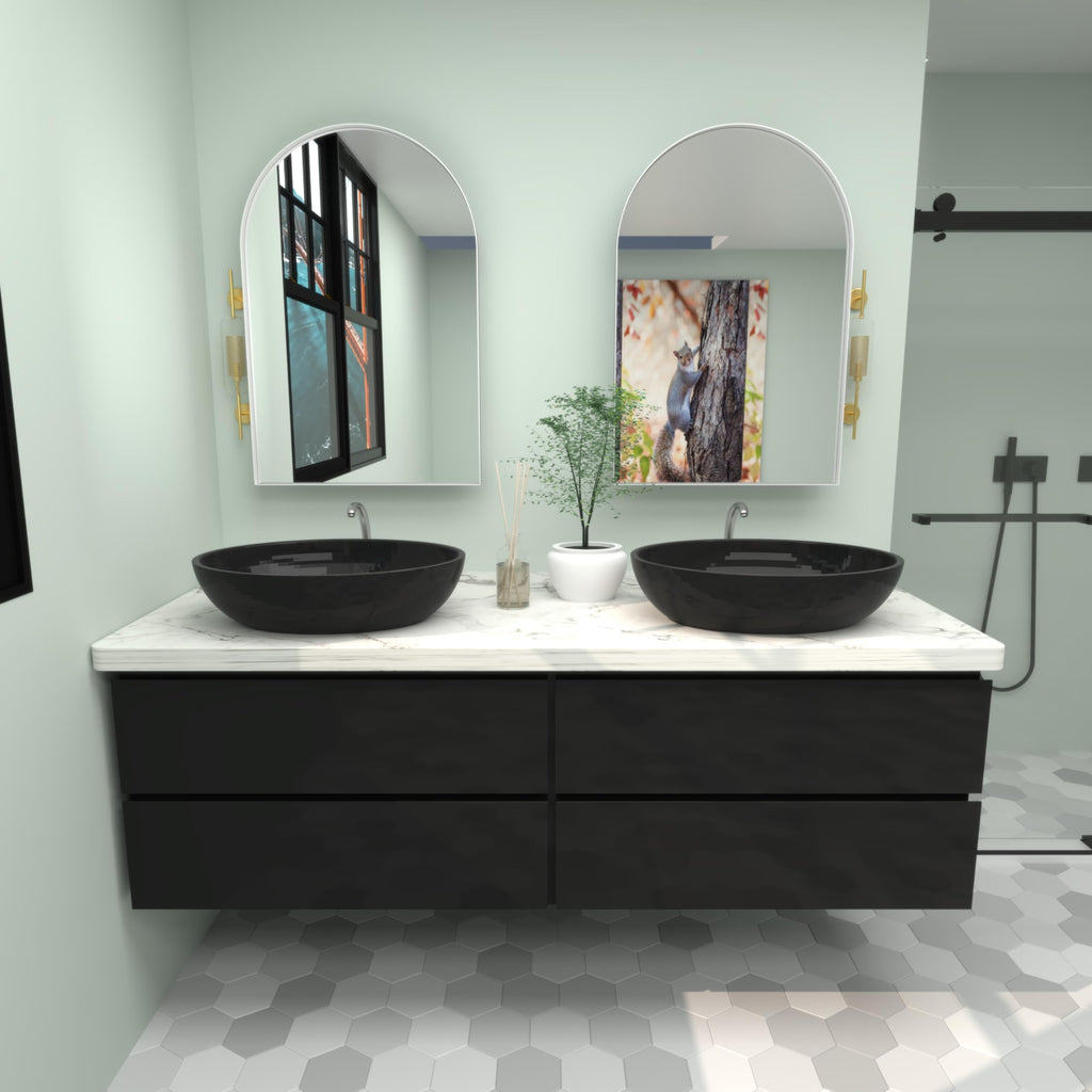 24" WX36 H Farmhouse Framed Medicine Cabinet with Mirror, Matte White Finish, Recessed or Surface Mount, Adjustable