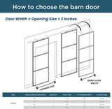 76 x 84 in Metal and Glass Sliding Double Barn Door with Installation Hardware Kit (Soft-Close Inclu