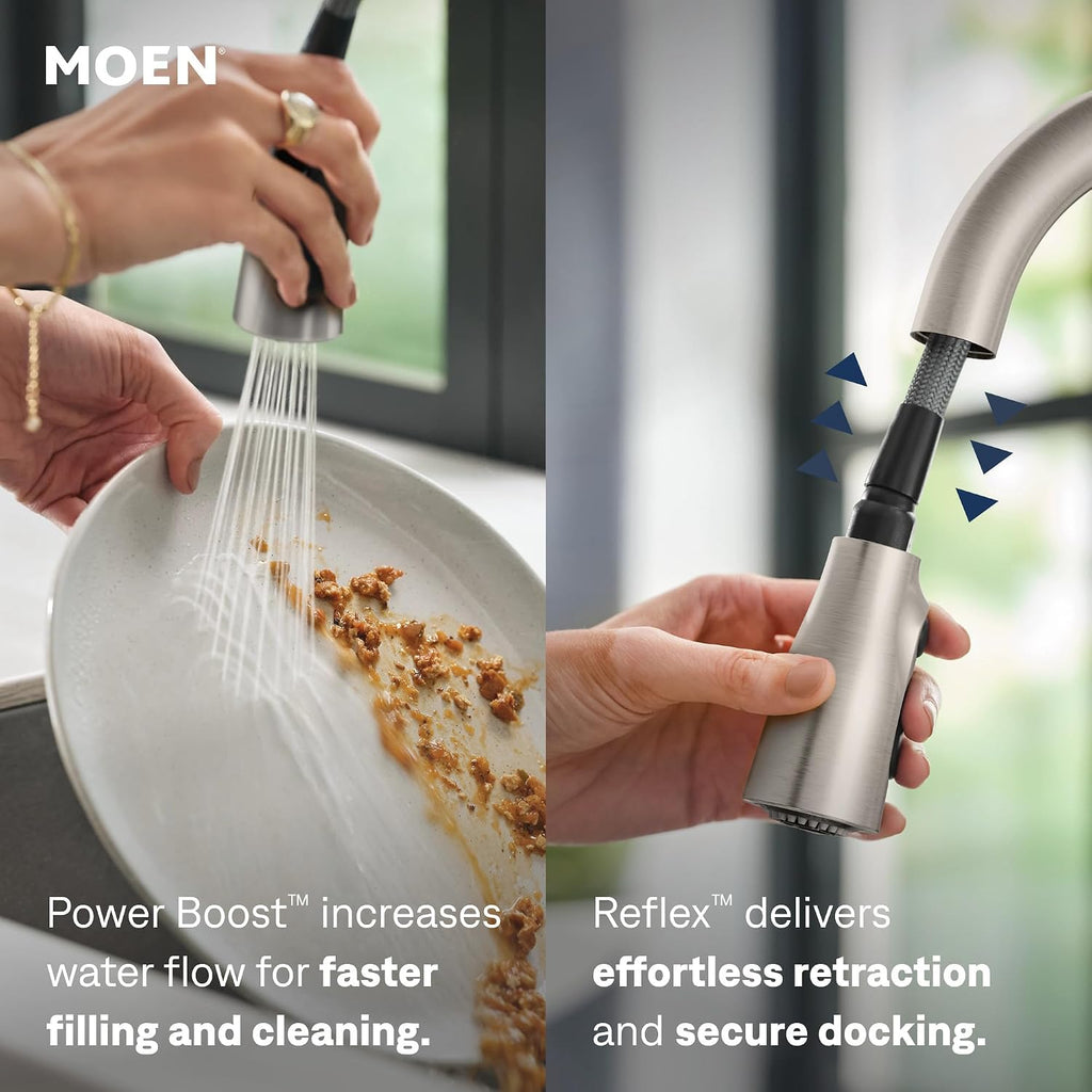 Haelyn Spot Resist Stainless Single-Handle Pull-Down Sprayer Kitchen Faucet Featuring Power Boost for a Faster Clean