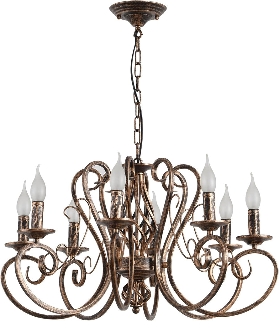 Chandeliers,8 Lights French Country Pendant Chandelier,Rustic Vintage Metal Pendant Light Fixture Adjustable Hanging Lighting,Living Room Light,Kitchen Chandelier A109-B081SWMJJ2