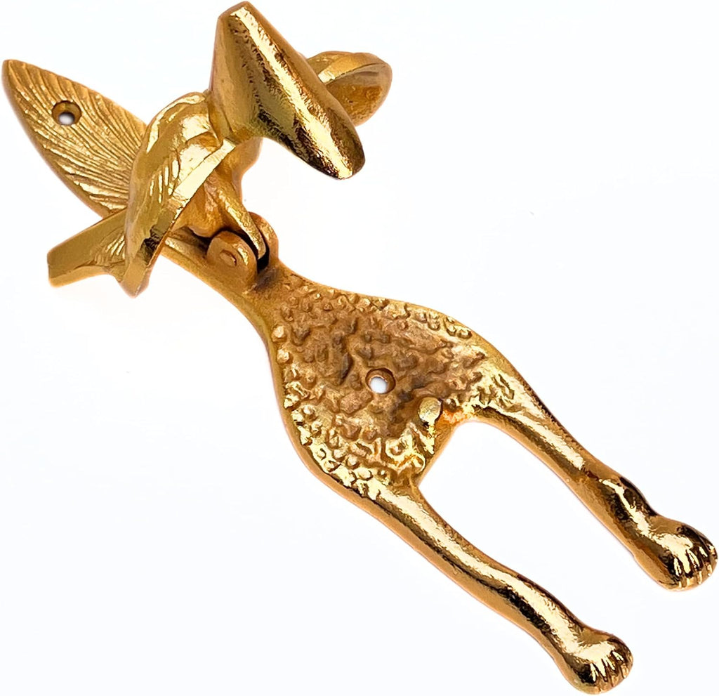 Decorative Gold Fox Head Door Knocker - Solid Brass Animal Front Door Hardware for Home, Cottage & Cabin Entry