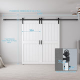 72" x 96" (Double 36" x 96" Doors) Barn Door with 12FT Sliding Door Hardware Kit Included, Assemblel