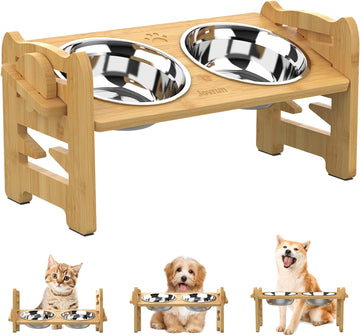 Elevated Dog Bowls, Adjustable Raised Dog Bowl Stand for Small Size Dogs and Cats, 15°Tilted Elevated Cat Bowls