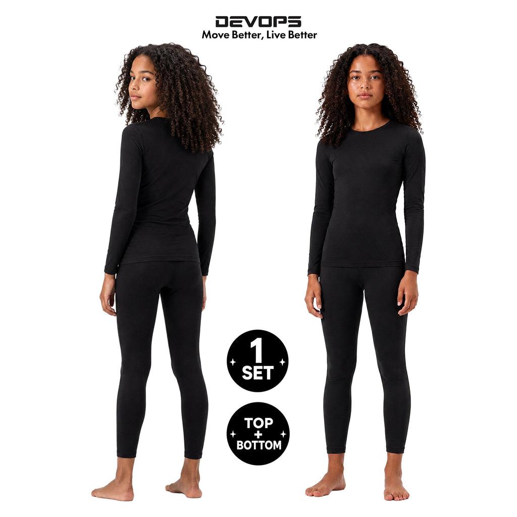 Kids Thermal Underwear Set Long Johns for Boys and Girls Black