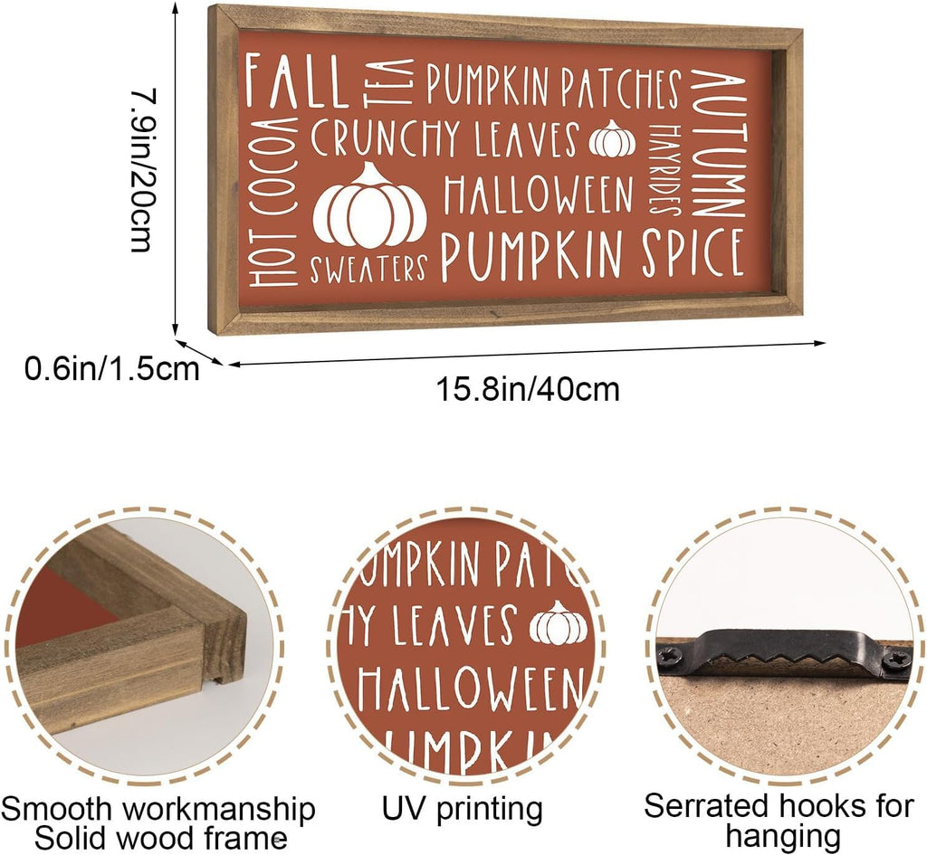 Fall Wall Art Framed, Pumpkins Sign Autumn Home Decor
