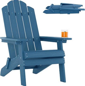Folding Adirondack Chair for Outdoor, Easy to Assemble & Comfortable | All Weather Composite Plastic Adirondack