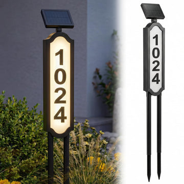 Solar Address Sign, Address Signs for Yard, Lighted House Numbers