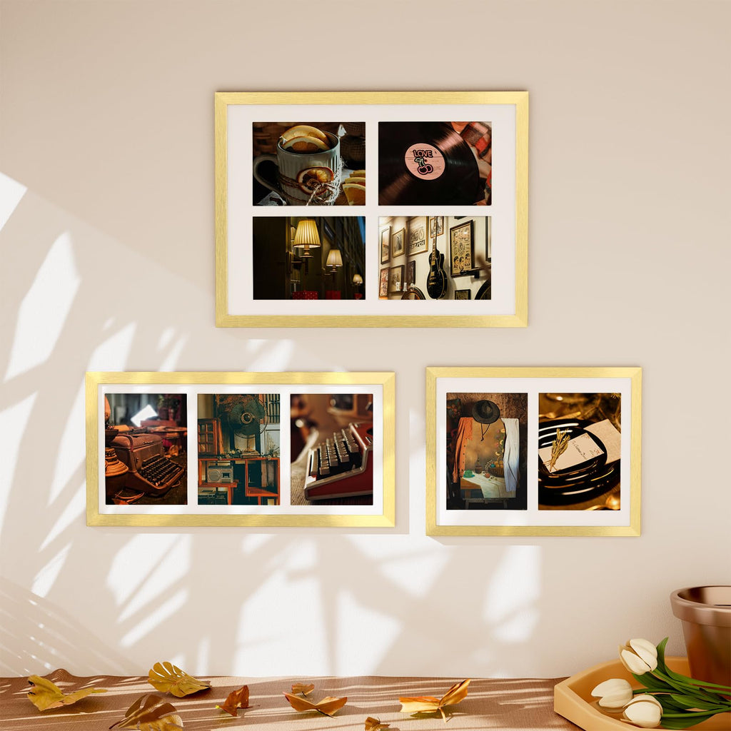8x16 Collage Picture Frame for Wall Mounting, Gold