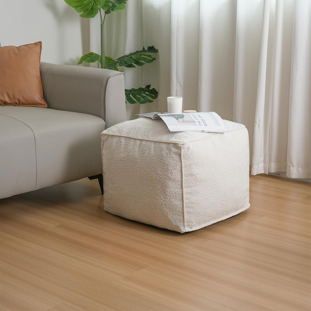 Pouf Ottoman Stuffed Modern Foam Filled Foot Rest Poufs Chair Decorative 20 X 15 Inches Boho Relax Stool Floor Poufs