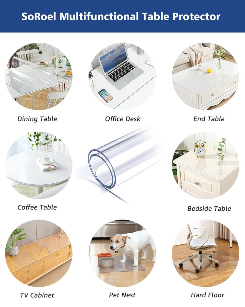 48X108 Inch Clear Plastic Tablecloths Protector 1.5mm Thick Vinyl Table Cover Mat Office Desk Blotter Pad PVC Dining