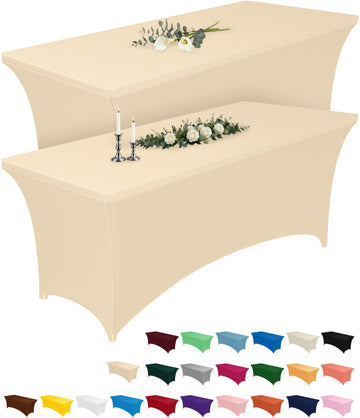 Spandex Tablecloth 6ft 2 Pack Champagne