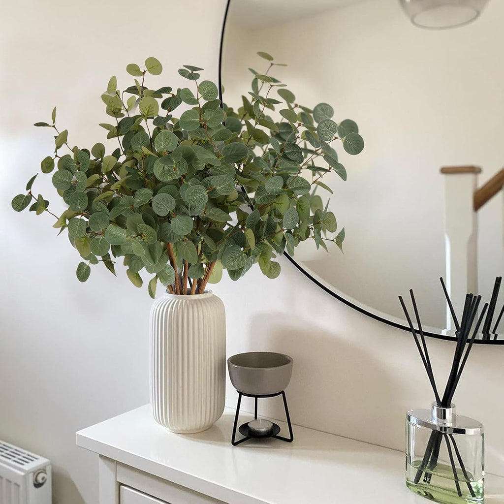 Artificial Eucalyptus Stems Greenery Stems 24" Tall Fake Plants Decor Faux Floral Stems for Vase Home Party - Set of 6