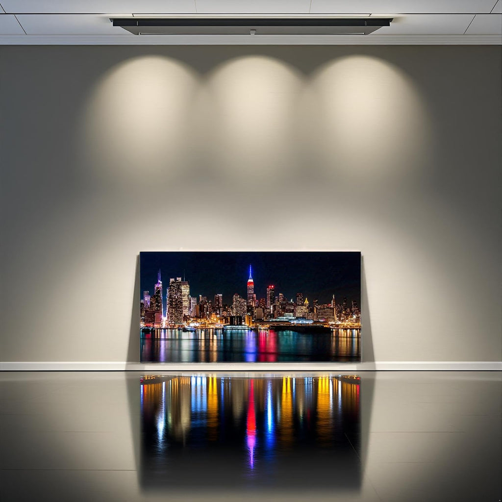 Large New York Manhattan Skyline at Night City Wall Art Landscape Living Room Modern Artwork Picture Canvas Art Print