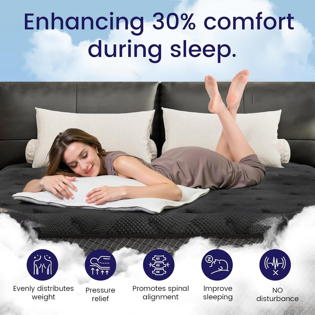 (High-End Upgraded) Luxury 18 Inch King Size Hybrid Mattress in a Box | with Gel Memory Foam & Pocket Springs, 7-Zone
