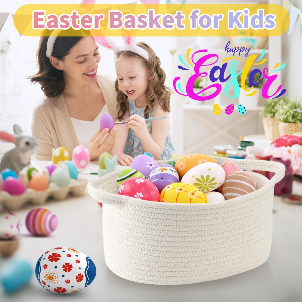 Cute Woven Storage Basket with Handle, Baskets for Gifts Empty